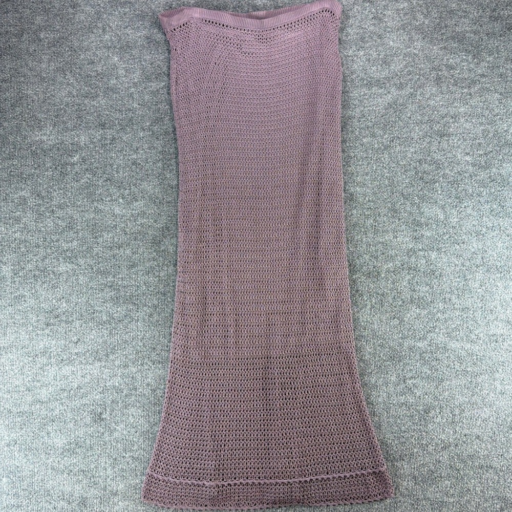 Easy Spirit Womens Crochet Maxi‎ Skirt Purple Mauve Rayon Knit Lined Large